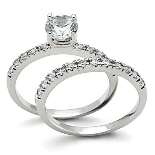 Rhodium Brass Ring with AAA Grade CZ  in Clear