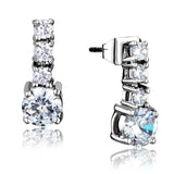 Rhodium Brass Earrings with AAA Grade CZ  in Clear