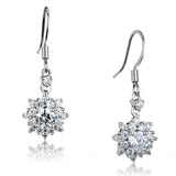 Rhodium Brass Earrings with AAA Grade CZ  in Clear