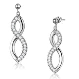 Rhodium Brass Earrings with AAA Grade CZ  in Clear