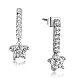 Rhodium Brass Earrings with AAA Grade CZ  in Clear