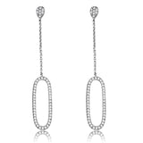 Rhodium Brass Earrings with AAA Grade CZ  in Clear