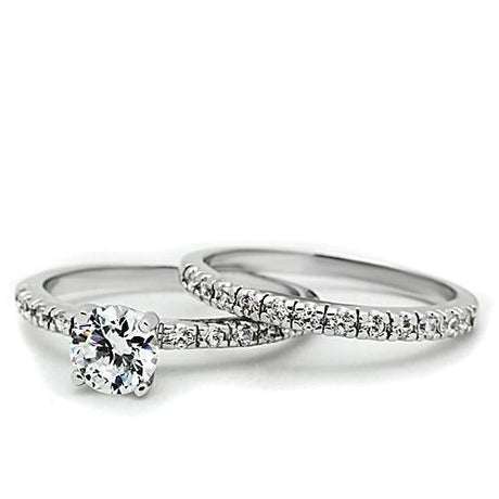 Rhodium Brass Ring with AAA Grade CZ  in Clear