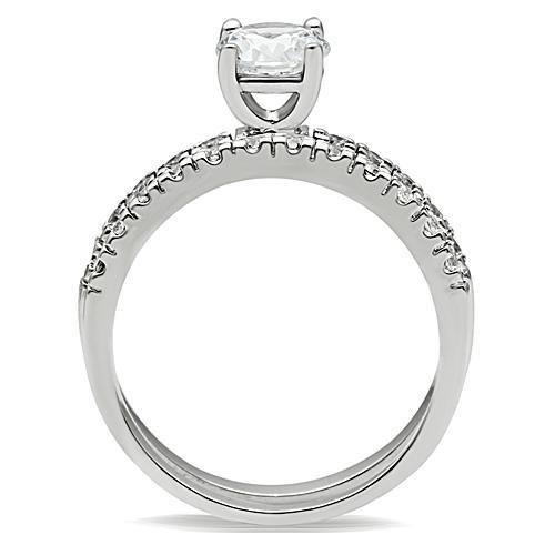 Rhodium Brass Ring with AAA Grade CZ  in Clear