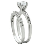 Rhodium Brass Ring with AAA Grade CZ  in Clear