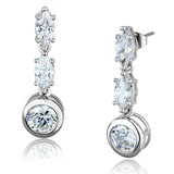 Rhodium Brass Earrings with AAA Grade CZ  in Clear