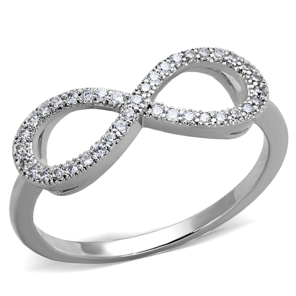 Rhodium Brass Ring with AAA Grade CZ  in Clear
