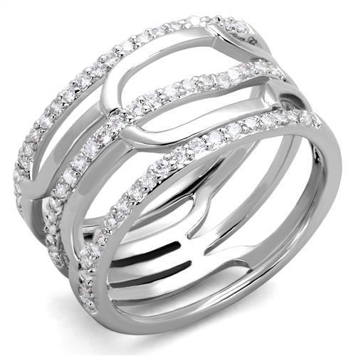 Rhodium Brass Ring with AAA Grade CZ  in Clear