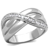 Rhodium Brass Ring with AAA Grade CZ  in Clear