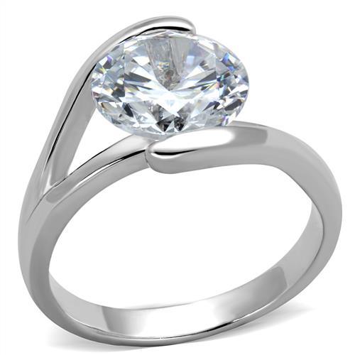 Rhodium Brass Ring with AAA Grade CZ  in Clear