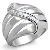 Rhodium Brass Ring with AAA Grade CZ  in Clear