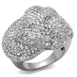 Rhodium Brass Ring with AAA Grade CZ  in Clear