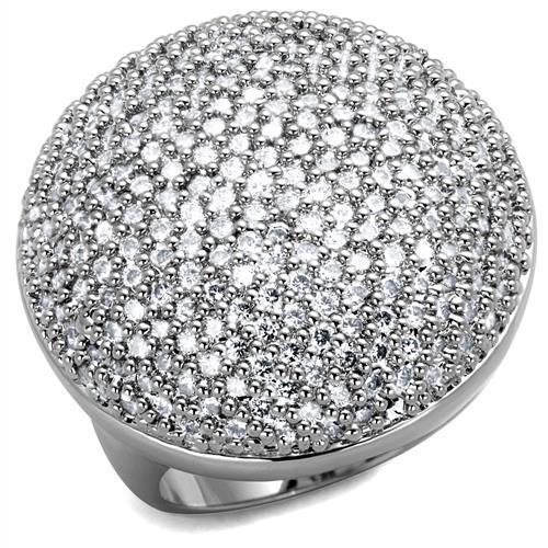 Rhodium Brass Ring with AAA Grade CZ  in Clear