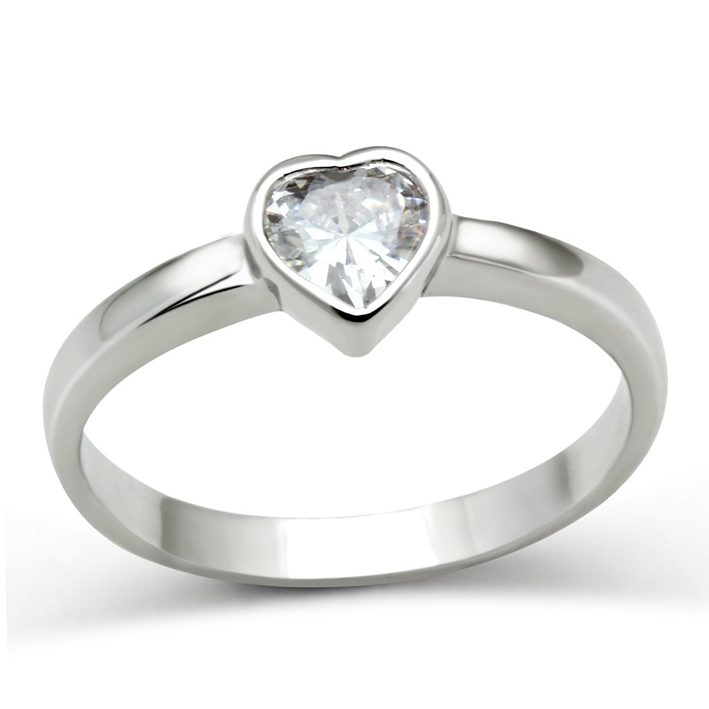 Rhodium Brass Ring with AAA Grade CZ  in Clear