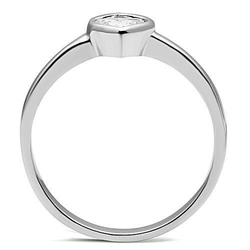 Rhodium Brass Ring with AAA Grade CZ  in Clear