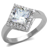 Rhodium Brass Ring with AAA Grade CZ  in Clear
