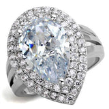 Rhodium Brass Ring with AAA Grade CZ  in Clear