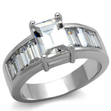 Rhodium Brass Ring with AAA Grade CZ  in Clear