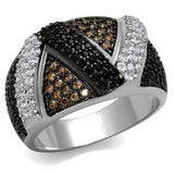 Rhodium + Ruthenium Brass Ring with AAA Grade CZ  in Multi Color