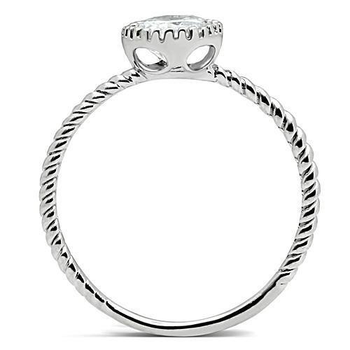 Rhodium Brass Ring with AAA Grade CZ  in Clear