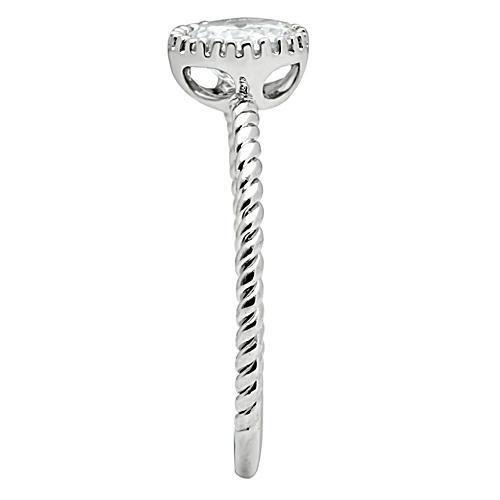 Rhodium Brass Ring with AAA Grade CZ  in Clear