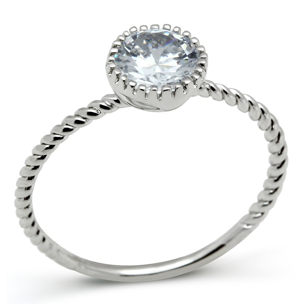 Rhodium Brass Ring with AAA Grade CZ  in Clear