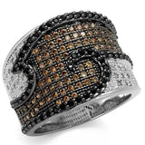 Rhodium + Ruthenium Brass Ring with AAA Grade CZ  in Multi Color