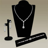 Rhodium Brass Jewelry Sets with AAA Grade CZ  in Clear