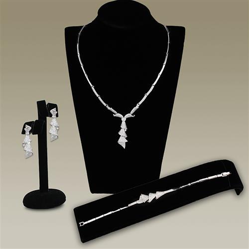 Rhodium Brass Jewelry Sets with AAA Grade CZ  in Clear