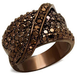 IP Coffee light Brass Ring with AAA Grade CZ  in Light Coffee