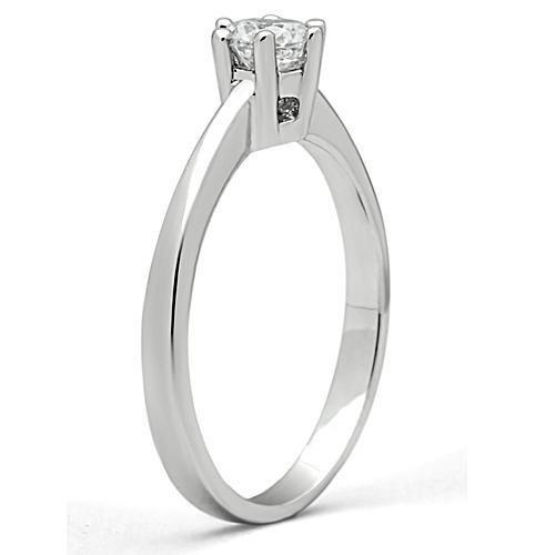Rhodium Brass Ring with AAA Grade CZ  in Clear