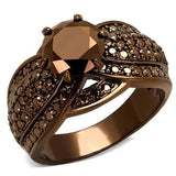 IP Coffee light Brass Ring with AAA Grade CZ  in Light Coffee