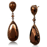 IP Coffee light Brass Earrings with AAA Grade CZ  in Light Coffee