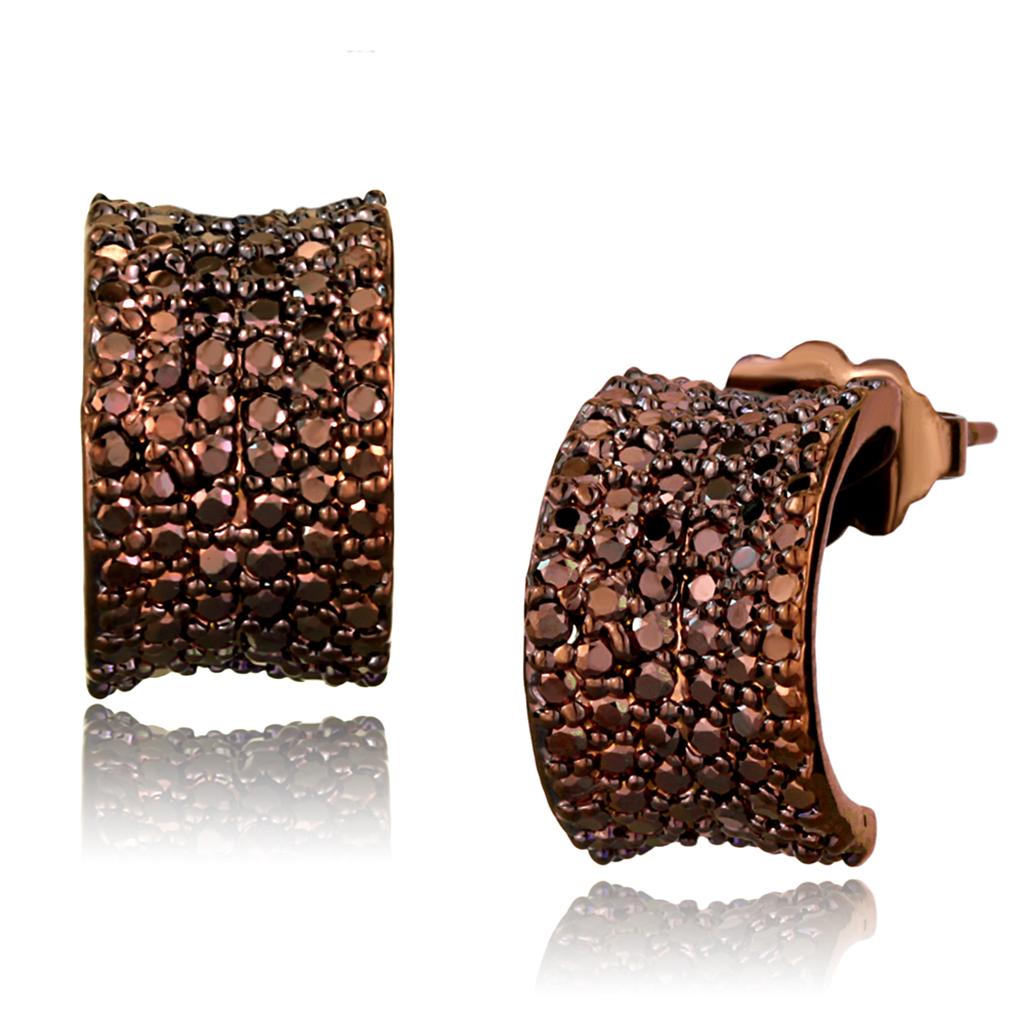 IP Coffee light Brass Earrings with AAA Grade CZ  in Light Coffee