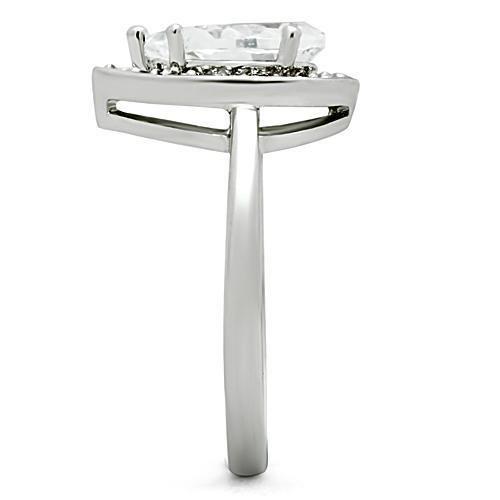 Rhodium Brass Ring with AAA Grade CZ  in Clear