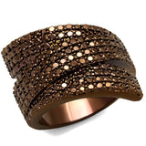 IP Coffee light Brass Ring with AAA Grade CZ  in Light Coffee