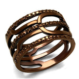 IP Coffee light Brass Ring with AAA Grade CZ  in Light Coffee