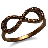 IP Coffee light Brass Ring with AAA Grade CZ  in Light Coffee