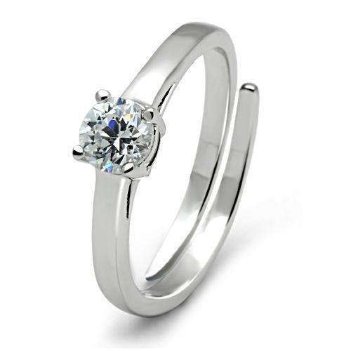 Rhodium Brass Ring with AAA Grade CZ  in Clear