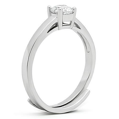 Rhodium Brass Ring with AAA Grade CZ  in Clear