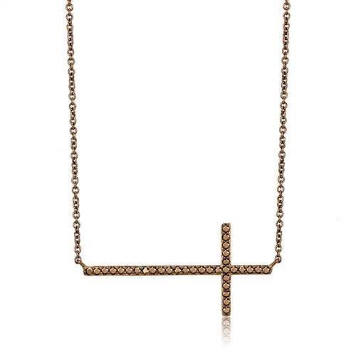 IP Coffee light Brass Chain Pendant with AAA Grade CZ  in Light Coffee