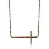 IP Coffee light Brass Chain Pendant with AAA Grade CZ  in Light Coffee