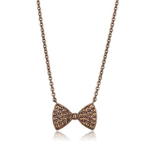 IP Coffee light Brass Chain Pendant with AAA Grade CZ  in Light Coffee