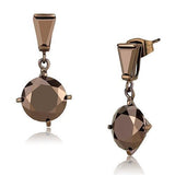 IP Coffee light Brass Earrings with AAA Grade CZ  in Light Coffee