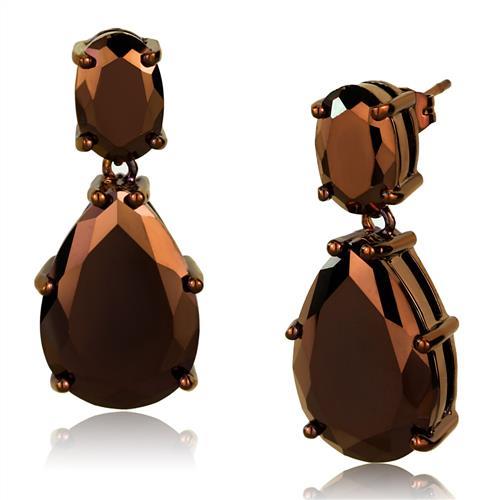 IP Coffee light Brass Earrings with AAA Grade CZ  in Light Coffee