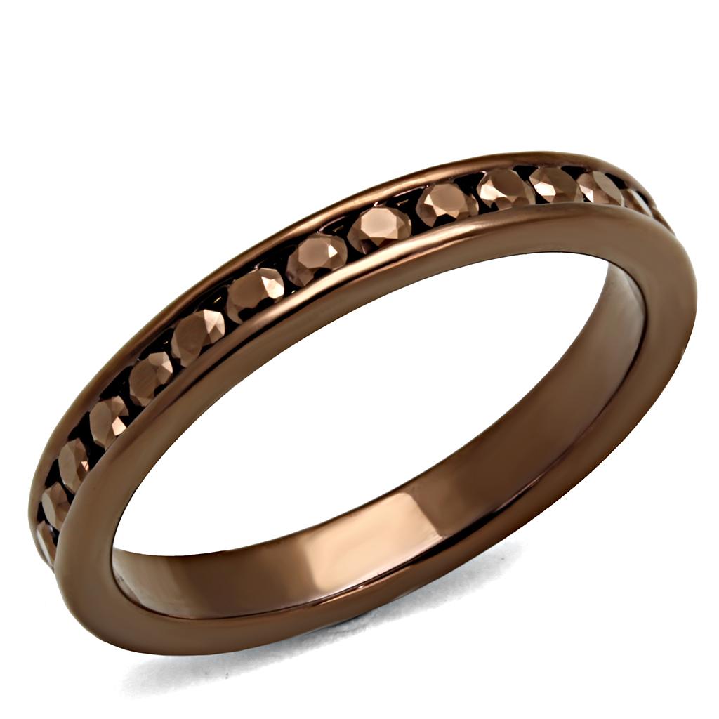 IP Coffee light Brass Ring with AAA Grade CZ  in Brown