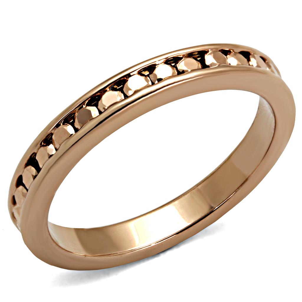 IP Rose Gold(Ion Plating) Brass Ring with AAA Grade CZ  in Metallic Light Gold
