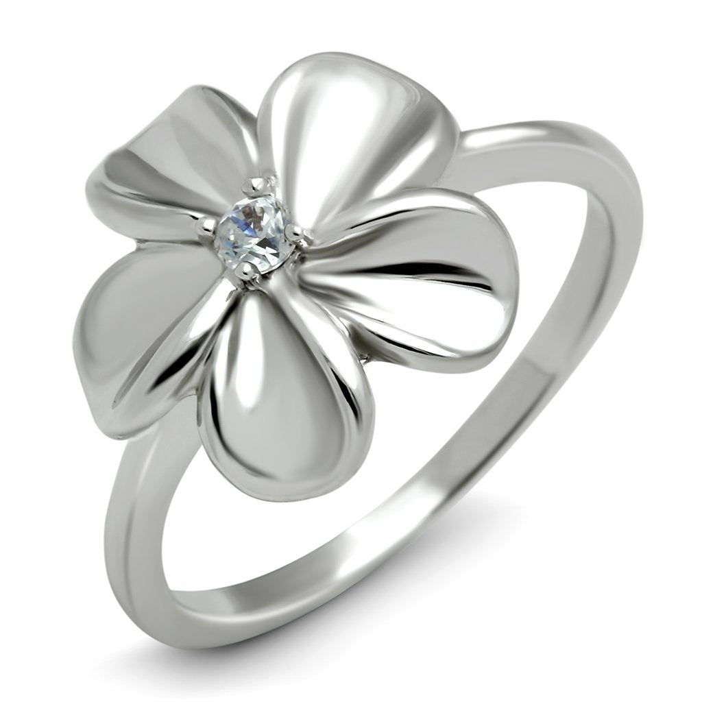 Rhodium Brass Ring with AAA Grade CZ  in Clear