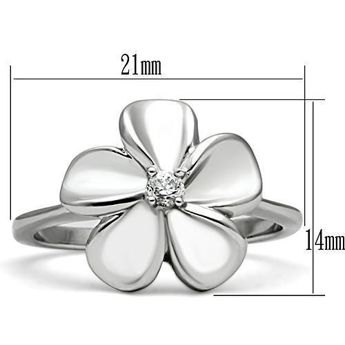 Rhodium Brass Ring with AAA Grade CZ  in Clear