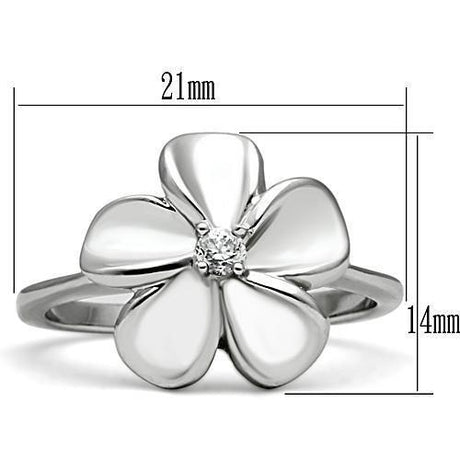 Rhodium Brass Ring with AAA Grade CZ  in Clear
